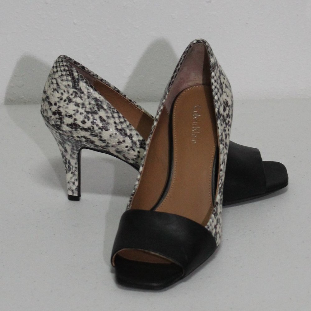 Calvin Klein NAREEN Snake Print Peep Toe Pumps